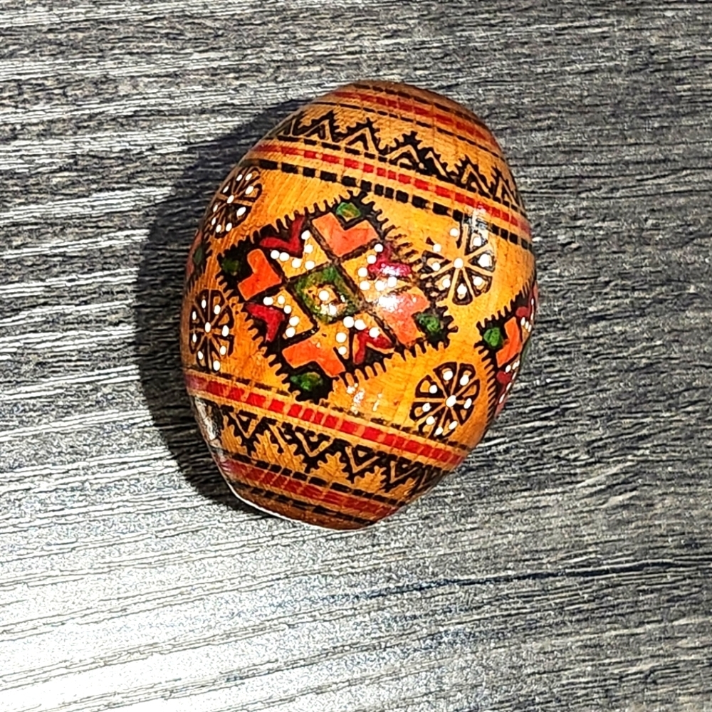 Hand carved and Painted wood decorative egg